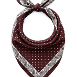 Polka Dot Paisley Border Scarf – Wine Red