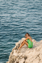 Load image into Gallery viewer, Sundress Grace Short Dress - Amazonia Lime &amp; Pool
