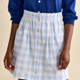 April Skirt - White/Blue Check