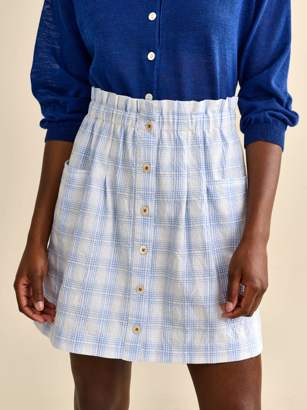 Bellerose April Skirt - White/Blue Check