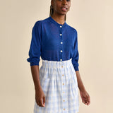 April Skirt - White/Blue Check