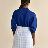 April Skirt - White/Blue Check