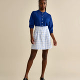 April Skirt - White/Blue Check