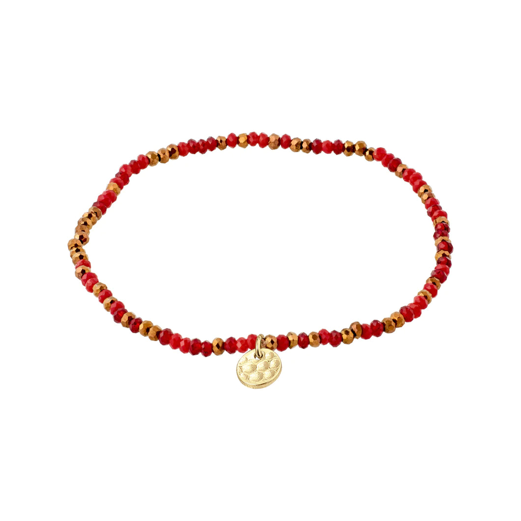 Pilgrim Indie Bracelet - Red/Gold