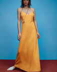 Patrizia Pepe V-neck Long Dress - Mango Yellow