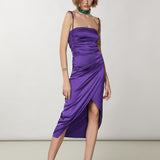 Satin Midi Dress - Sexy Violet