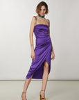 Patrizia Pepe Satin Midi Dress - Sexy Violet