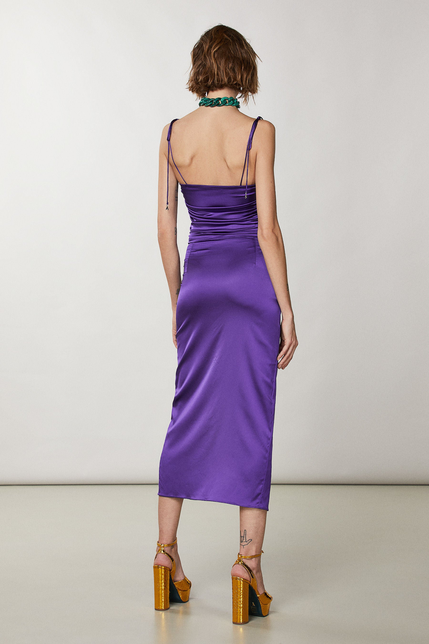 Patrizia Pepe Satin Midi Dress - Sexy Violet