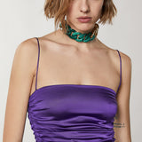 Satin Midi Dress - Sexy Violet