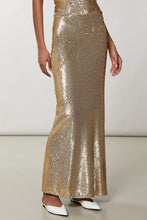 Load image into Gallery viewer, Patrizia Pepe Long Sequin Skirt - Gold
