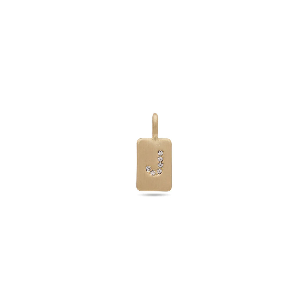 Pilgrim Charm Crystal Pendant - J - Gold