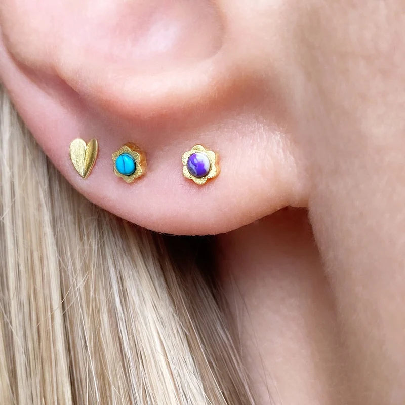 Lulu Copenhagen Blomst 1PCS Earring - Gold/Amethyst