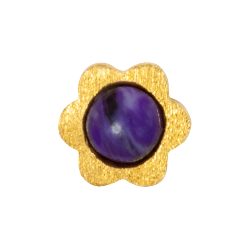 Lulu Copenhagen Blomst 1PCS Earring - Gold/Amethyst