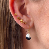 Blomst 1PCS Earring - Gold/Red Agate