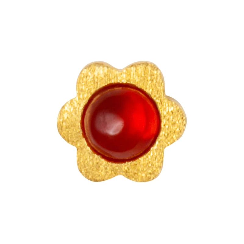Blomst 1PCS Earring - Gold/Red Agate