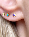Lulu Copenhagen Blomst 1PCS Earring - Gold/Turquoise