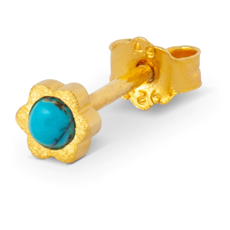 Lulu Copenhagen Blomst 1PCS Earring - Gold/Turquoise