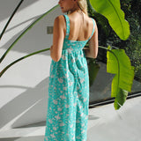 Louise Dress - Mint Flower