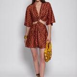 Severine Short Dress - Tanzania Brown/Gold