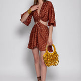 Severine Short Dress - Tanzania Brown/Gold