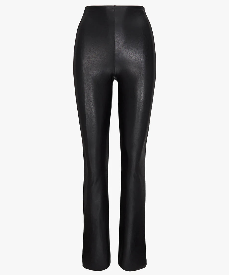 Faux Leather Flared Leggings - Black