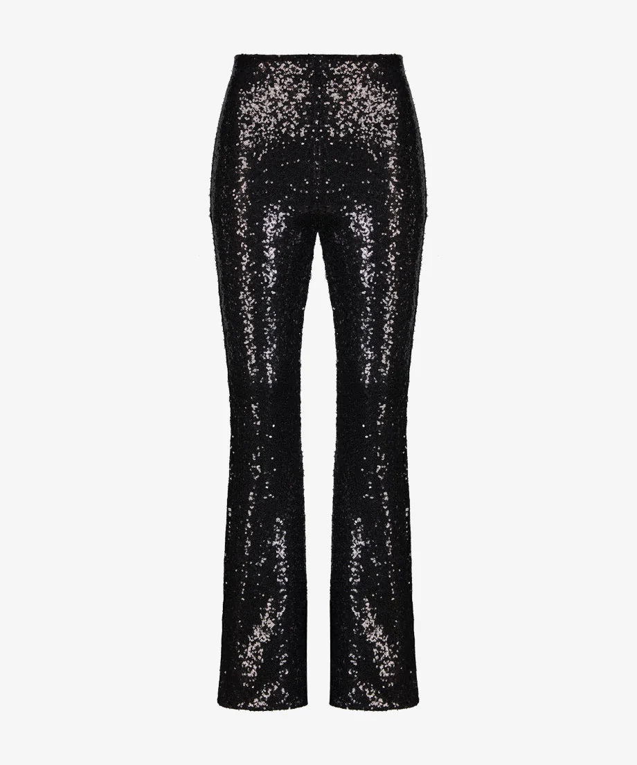 Sequin Flared Leggings - Black