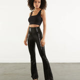 Sequin Flared Leggings - Black