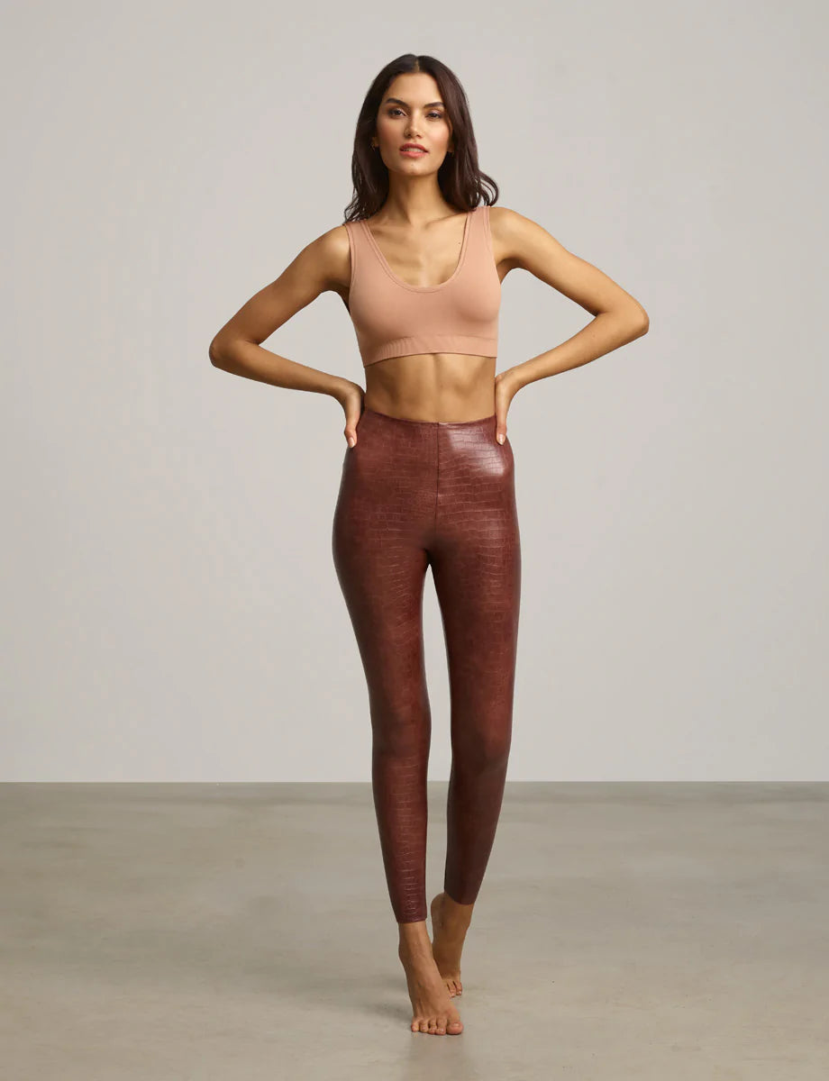 Commando Faux Leather Animal Leggings - Brown Croc