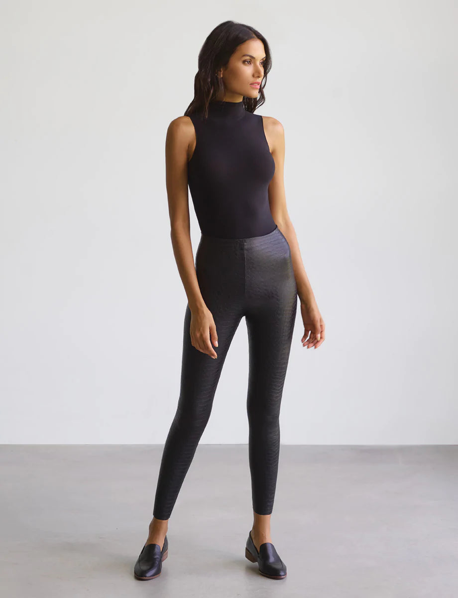 Faux Leather Animal Leggings Black Croc – Ediit