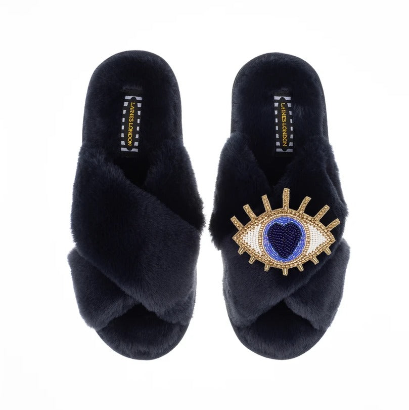 Laines Navy Slippers - Golden Eye