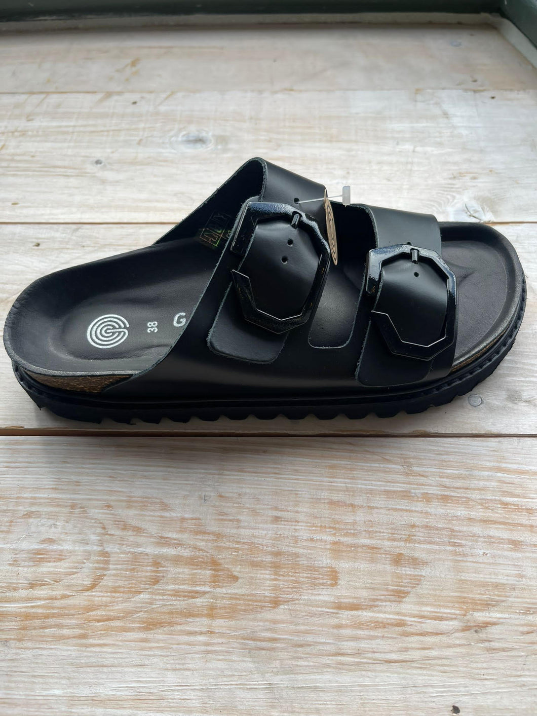 Genuins Galia Leather Sandals - Black