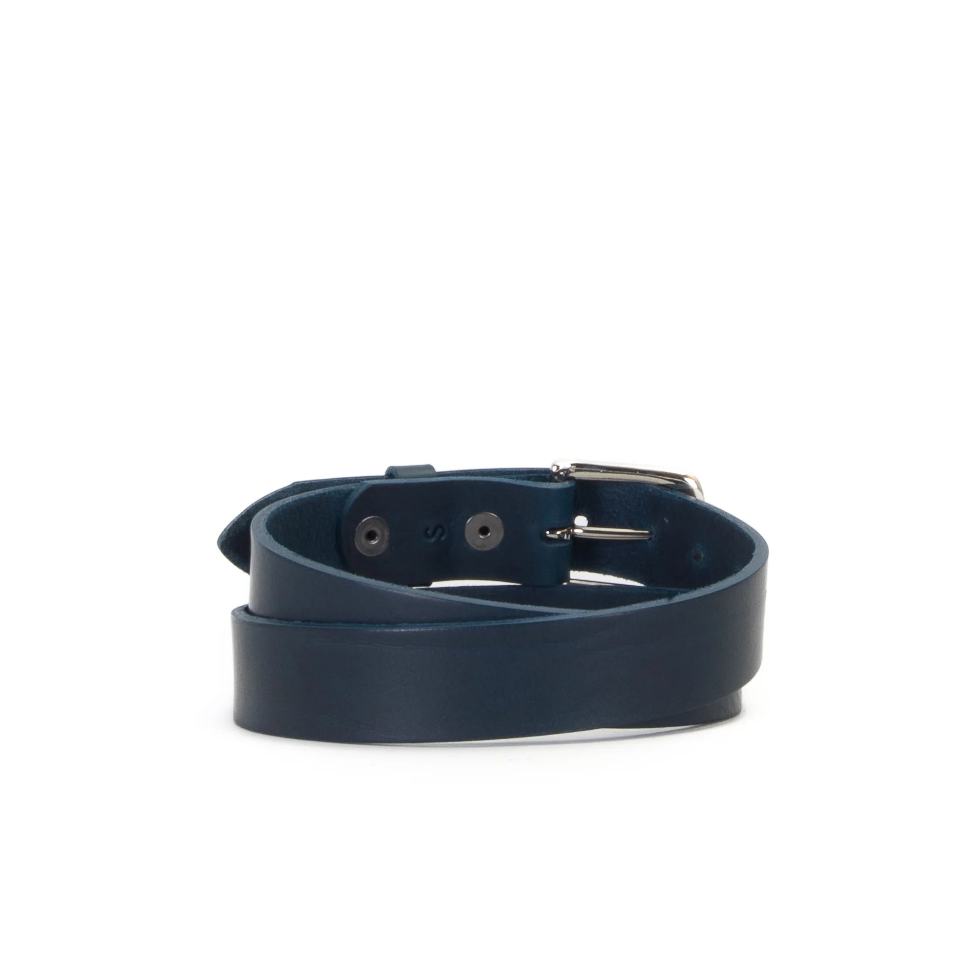 Village Leathers Classic 1 1/4&quot; Belt - Navy/Silver