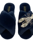 Laines London Fluffy Slippers with Lobster Brooch
