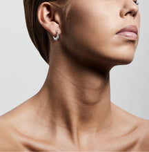 Load image into Gallery viewer, Pilgrim Sincerity Hoop Earrings - Silver/Crystal
